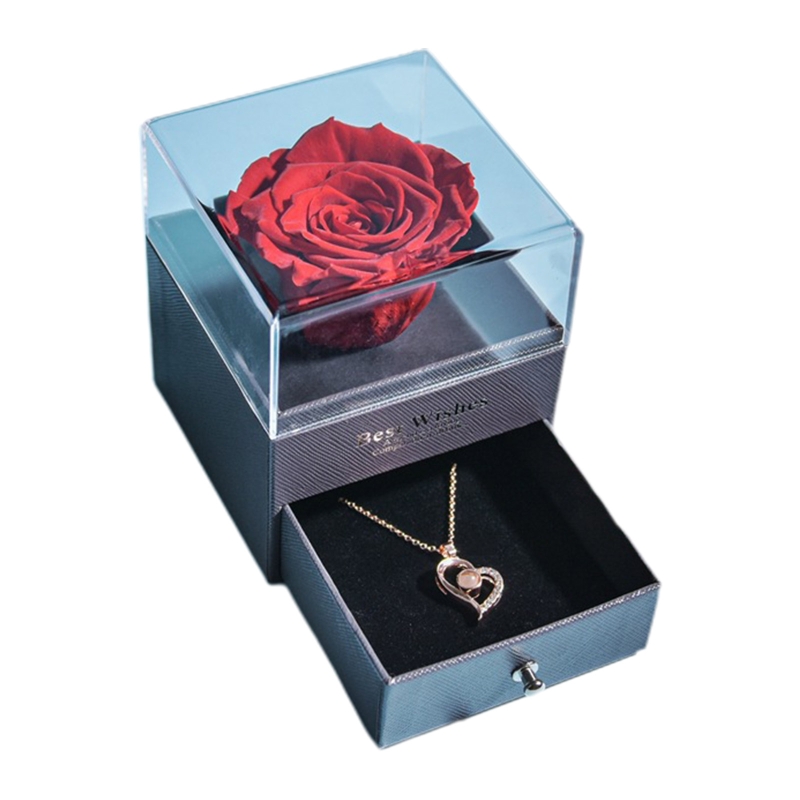 Natural Eternal Rose Jewelry Box with 