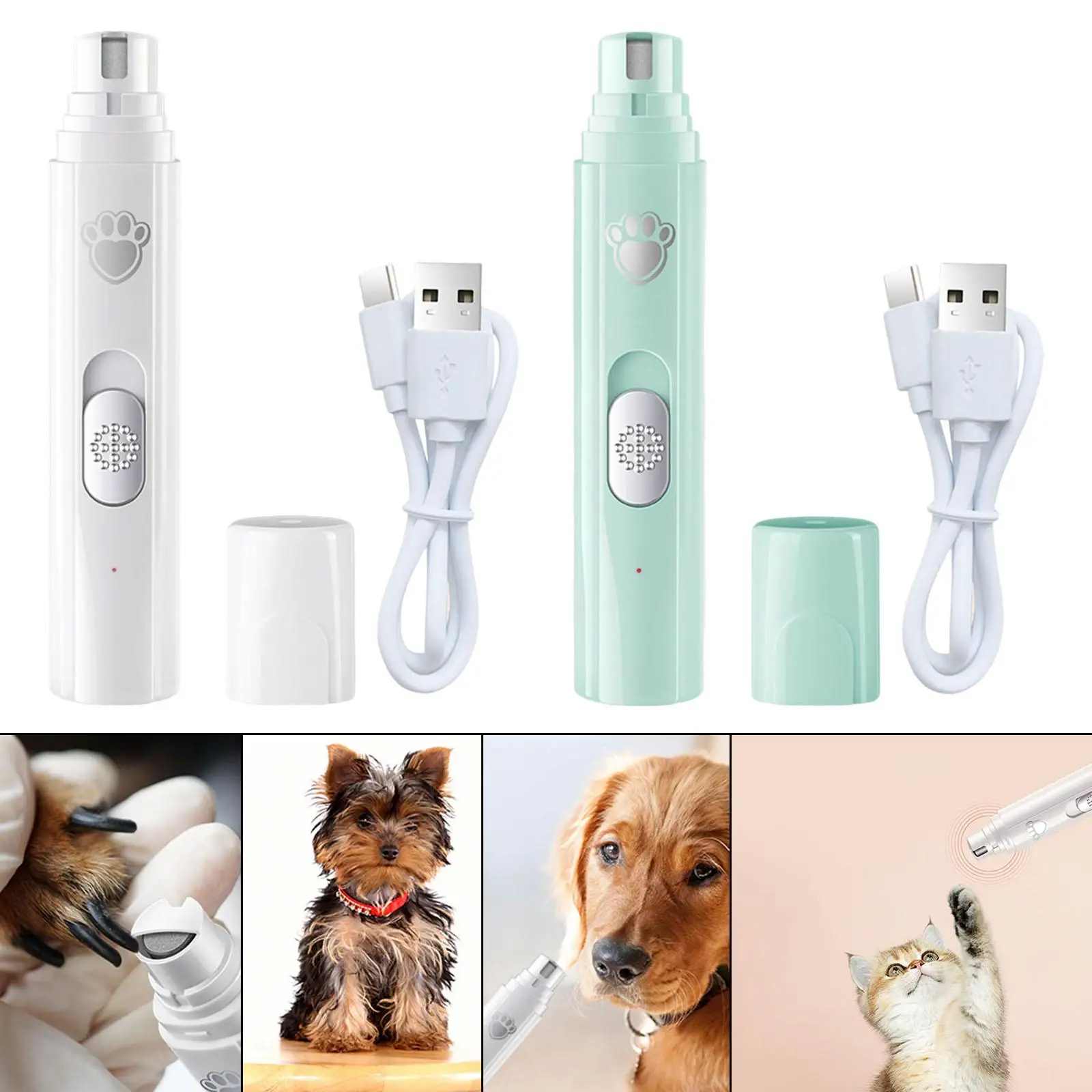 Electric Dog Nail File two speed Grinder USB Charging Claw Grooming Low Noise Clippers Tools Paw Polisher Trimmer