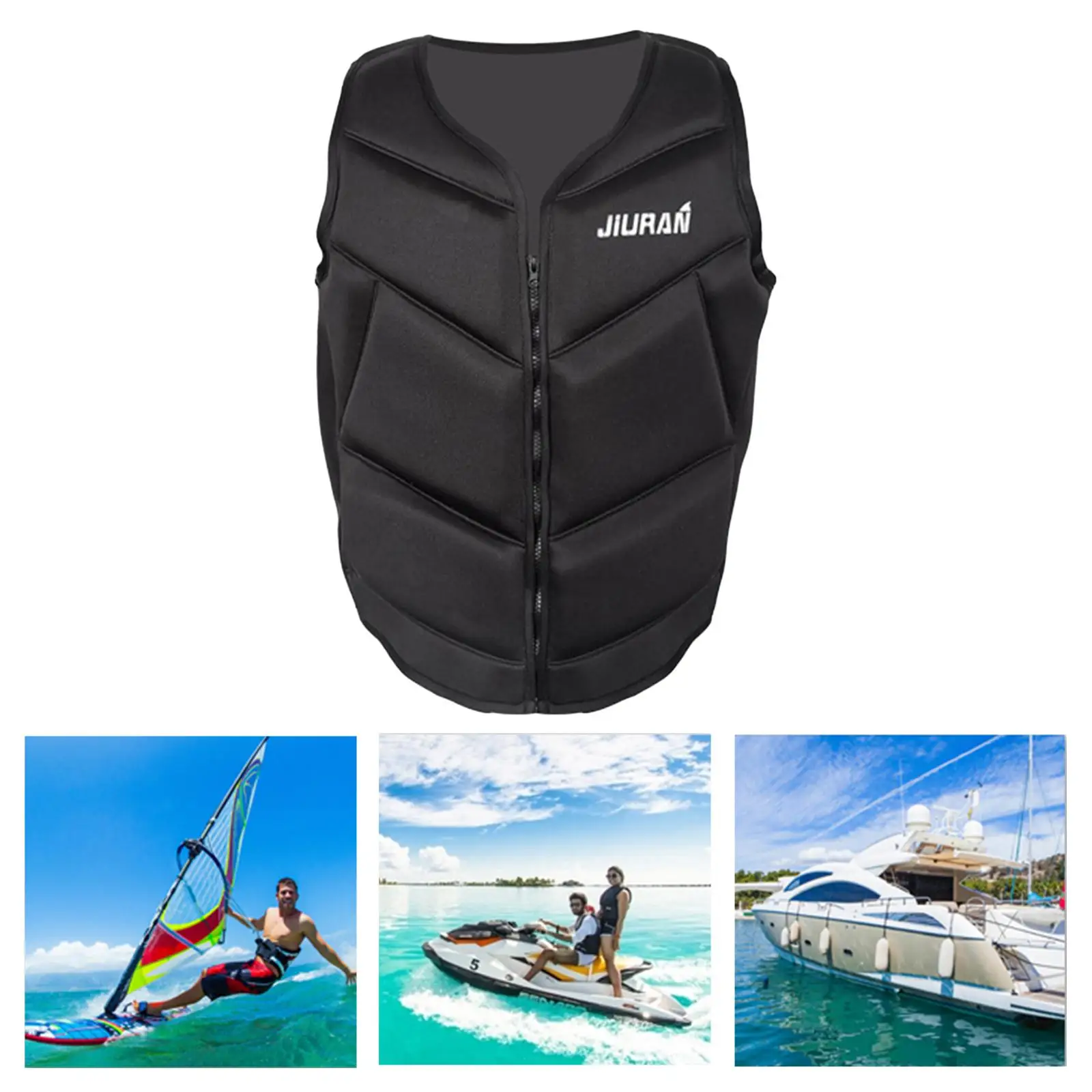 Unisex Adult Life Jacket Zipper Vest Buoyancy Aid Water Jacket Boating Vest Breathable Waistcoat for Drifting Swimming Sailing
