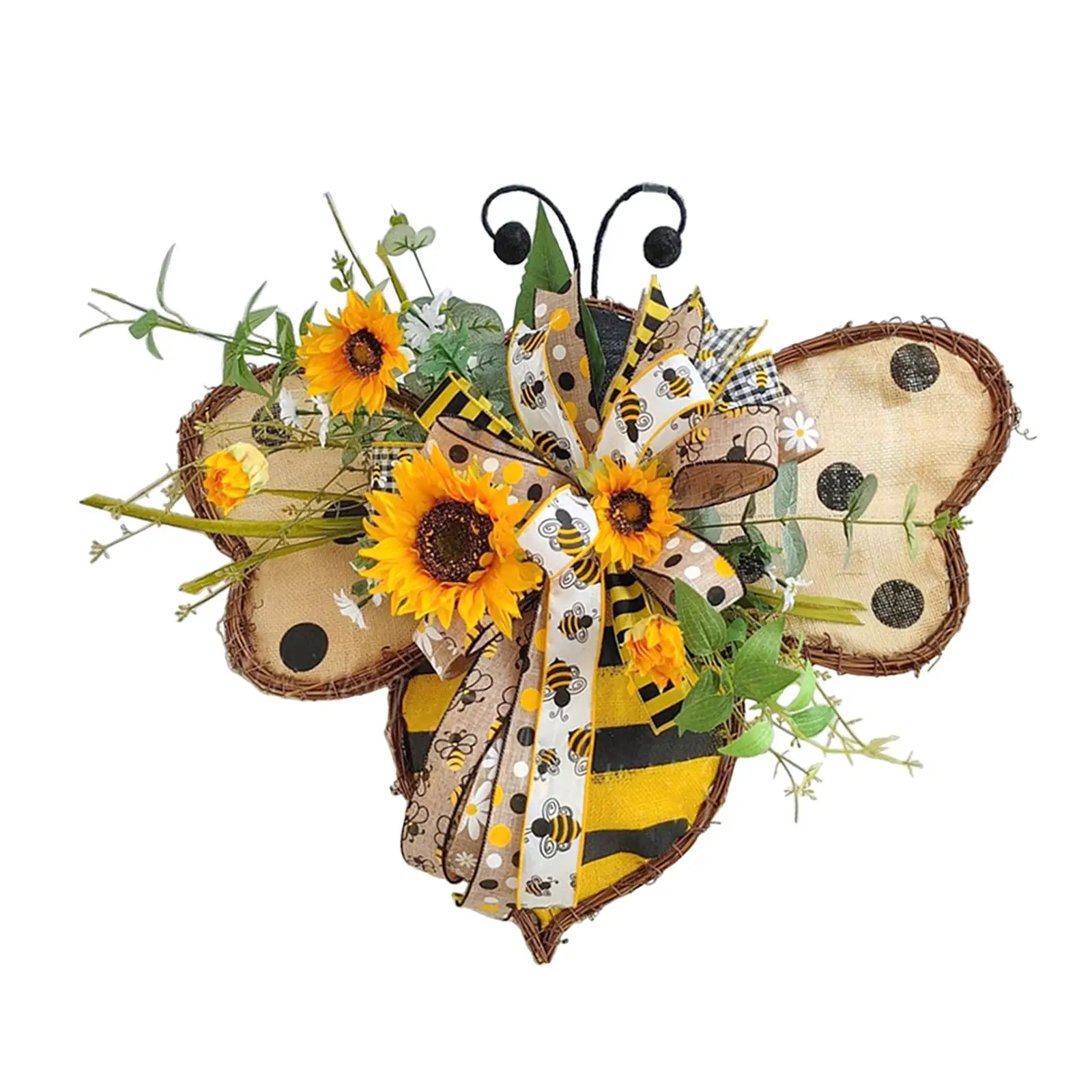 Artificial Sunflower Bee Wreath Spring Wreath for Fireplace Wedding Party