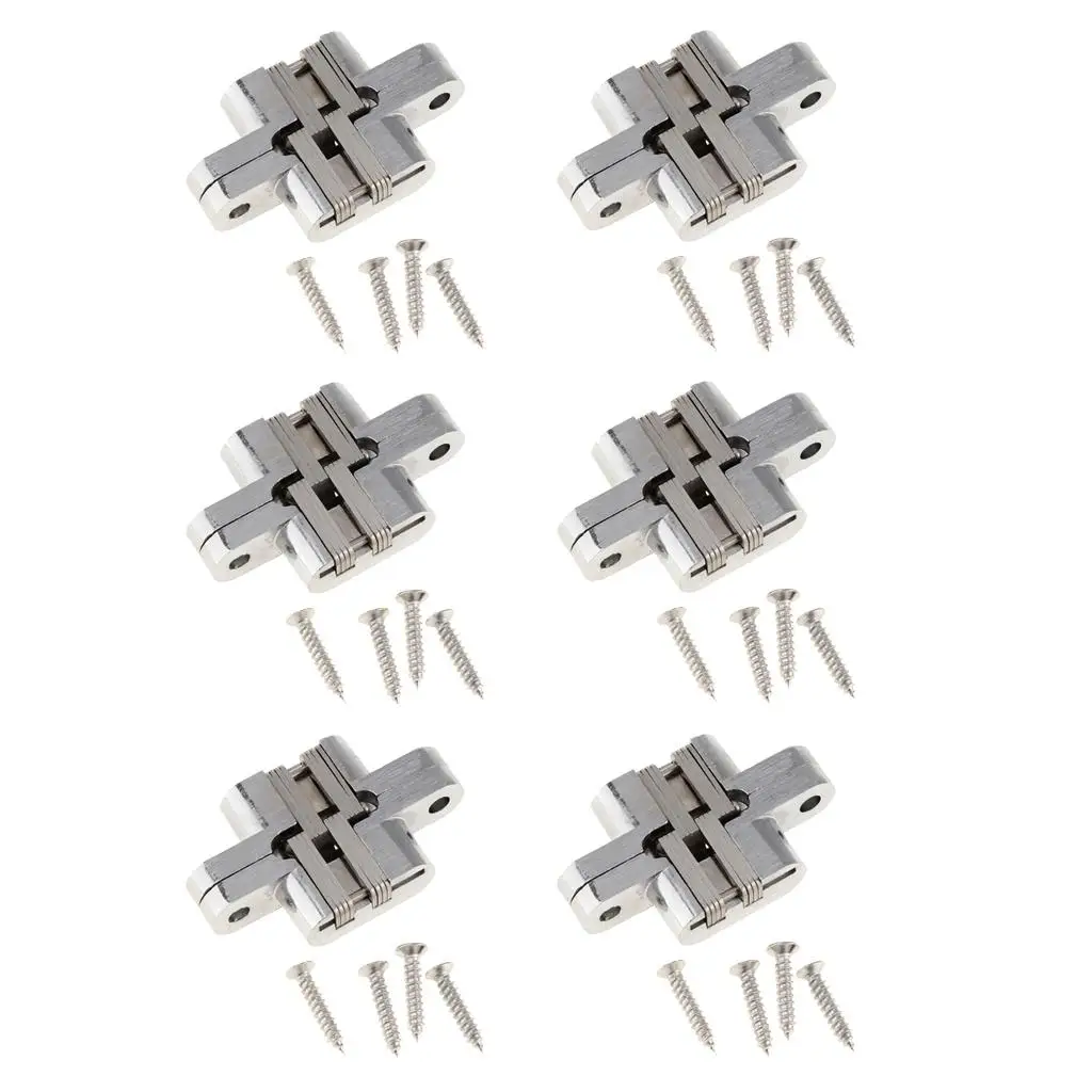 6Pcs Screws Mount Invisible Concealed  Hinges for Wooden Doors