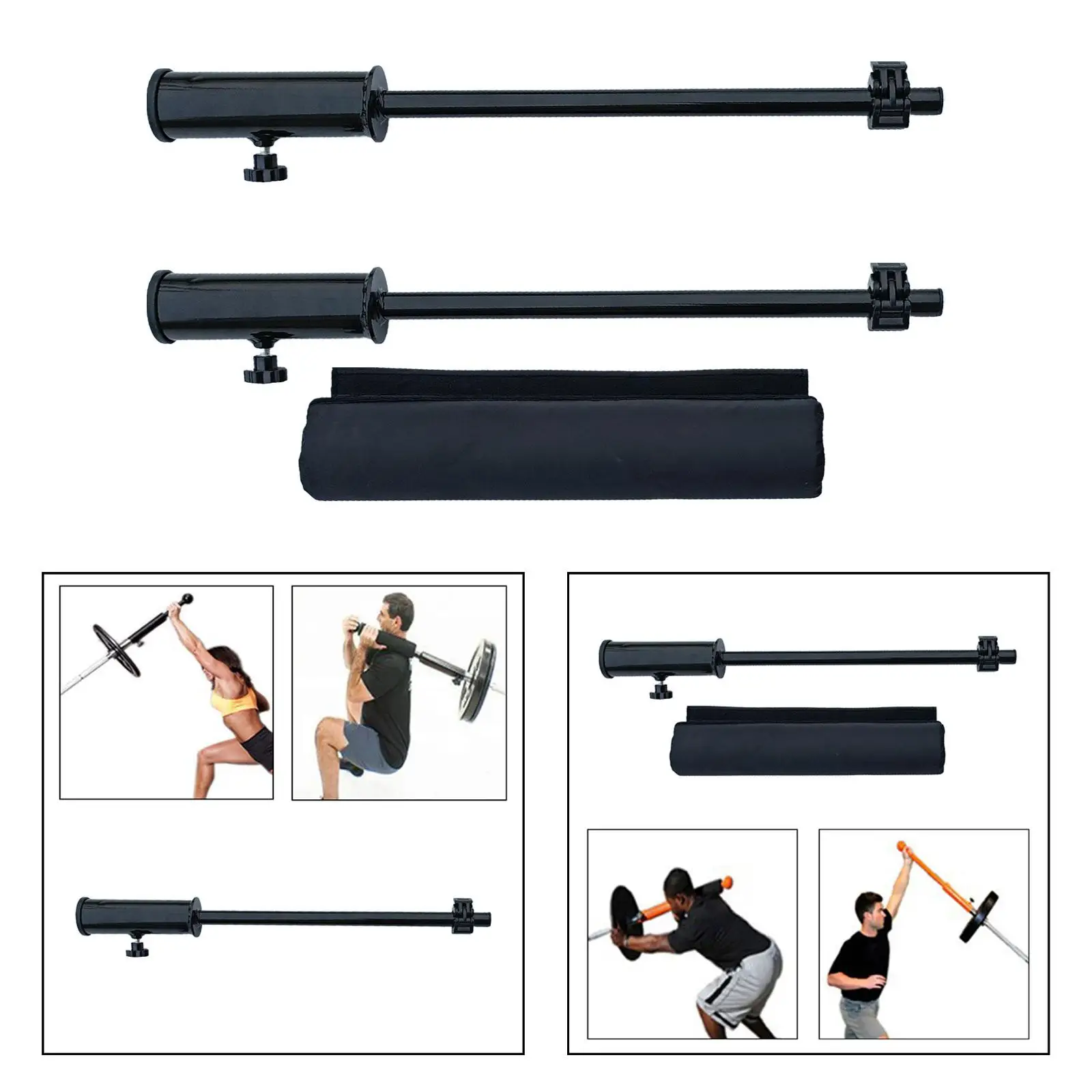 Fitness Barbell Bar Insert Row Attachment Muscles Squats Hamstrings