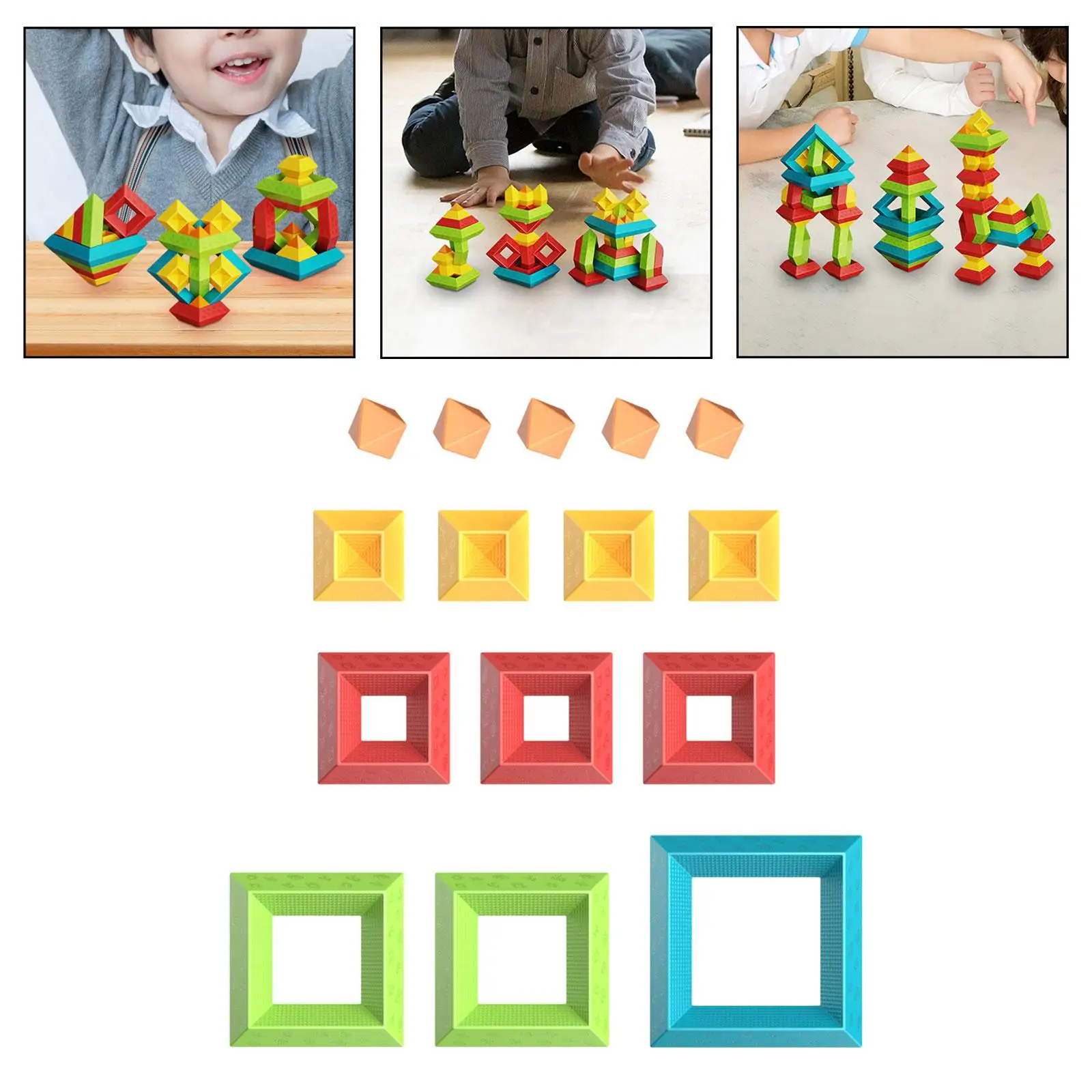 Pyramid Building Toys Creative Geometric Stacking Toy Montessori Toys for Toddlers Boys Girls Children Kids 1 2 3 4 5 Year Old