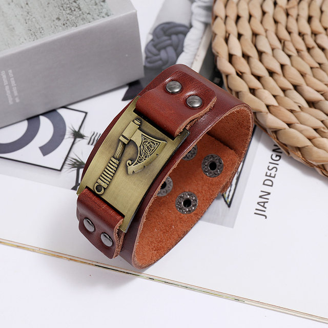ヴォッコ バングル VOQ Retro Simple Nordic Viking Tomahawk Bracelet Bangle Punk