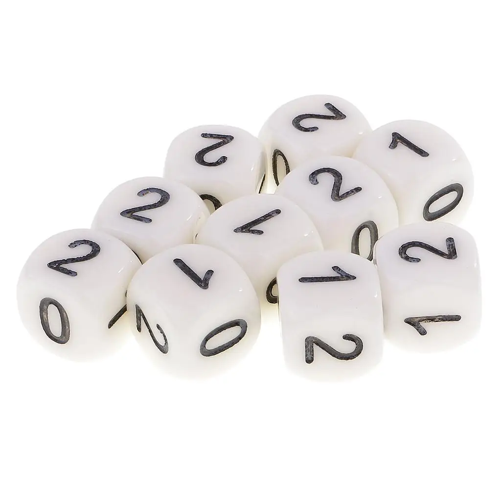 10Pcs 0 1 2 Numerals 16mm Dices Set for Dice or Math Games Bar Toy