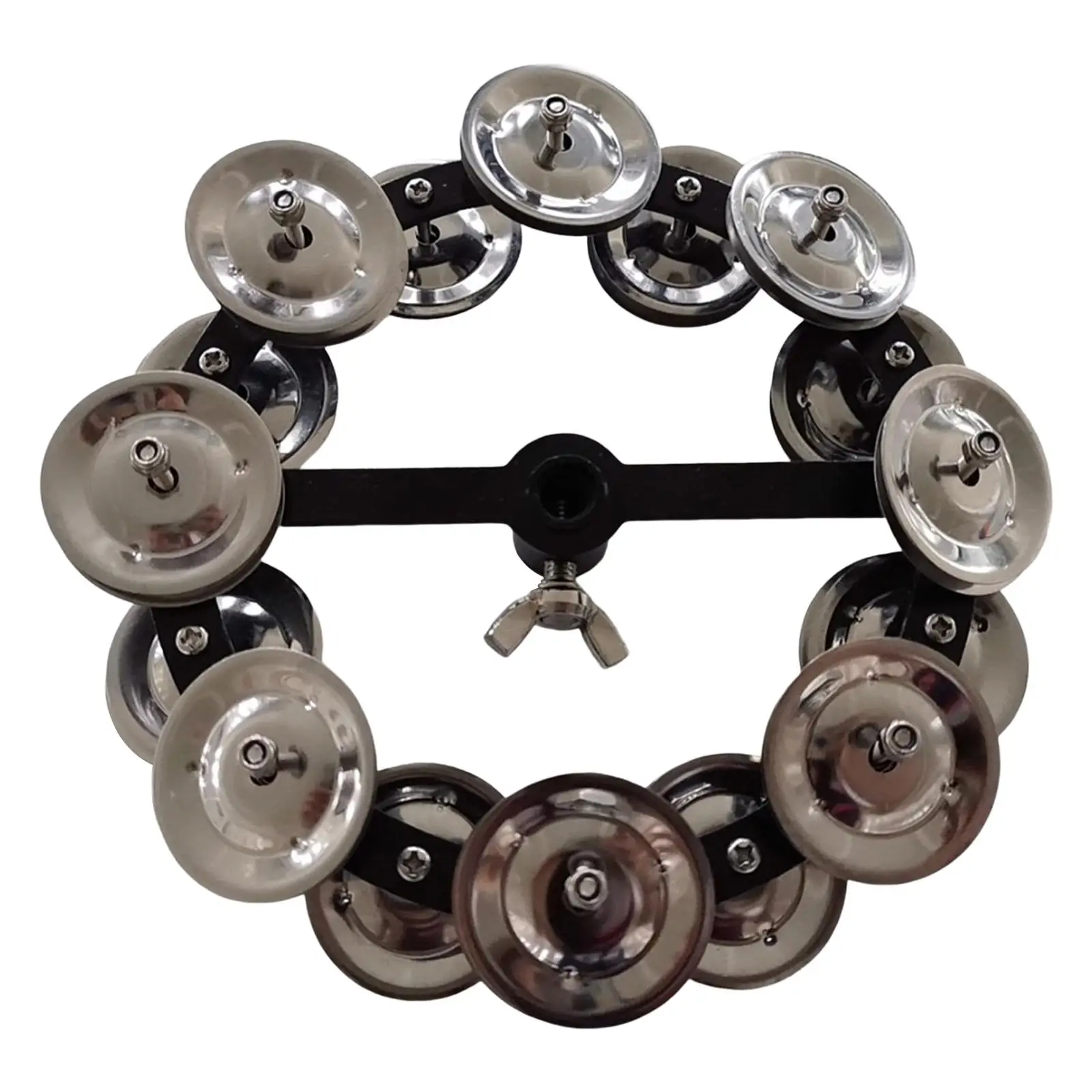 Musical Hi Hat Tambourine Hand Held Percussion with Double Row Instrument Music