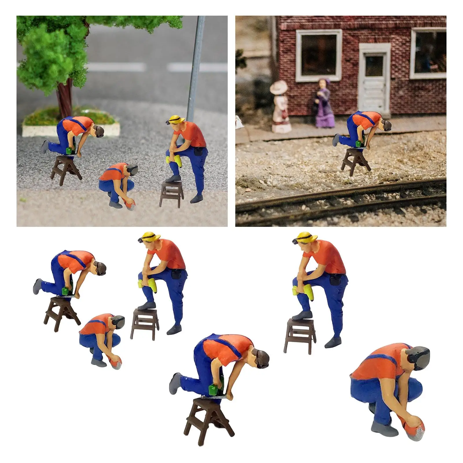 1/64 Figure Repair Worker Miniature Resin Doll Handpainted Accessories Scene DIY Projects Fairy Garden Layout Dioramas S Scale
