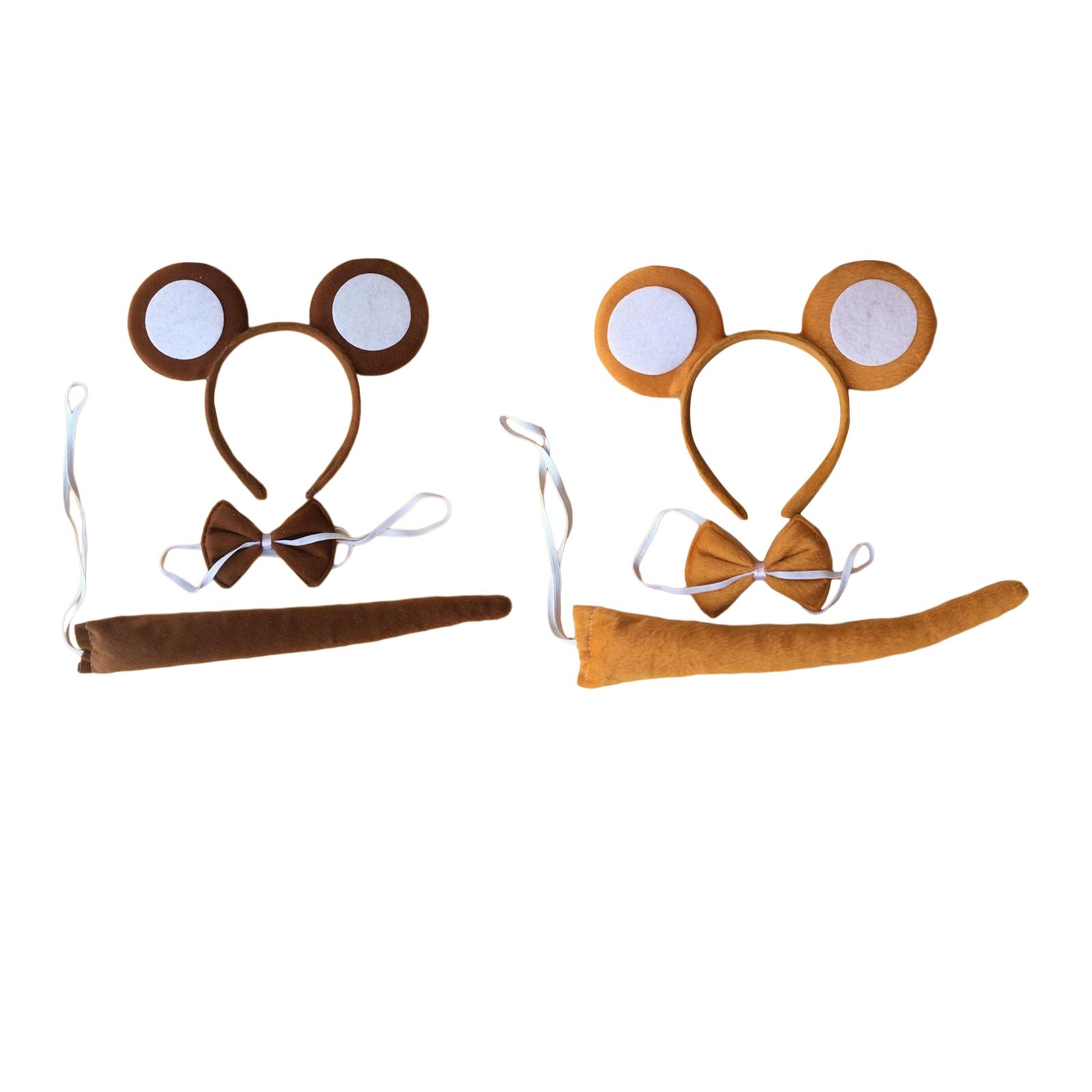 Monkey Ears, Bow Tie and Tail Set Animal Costume Accessories for Performance