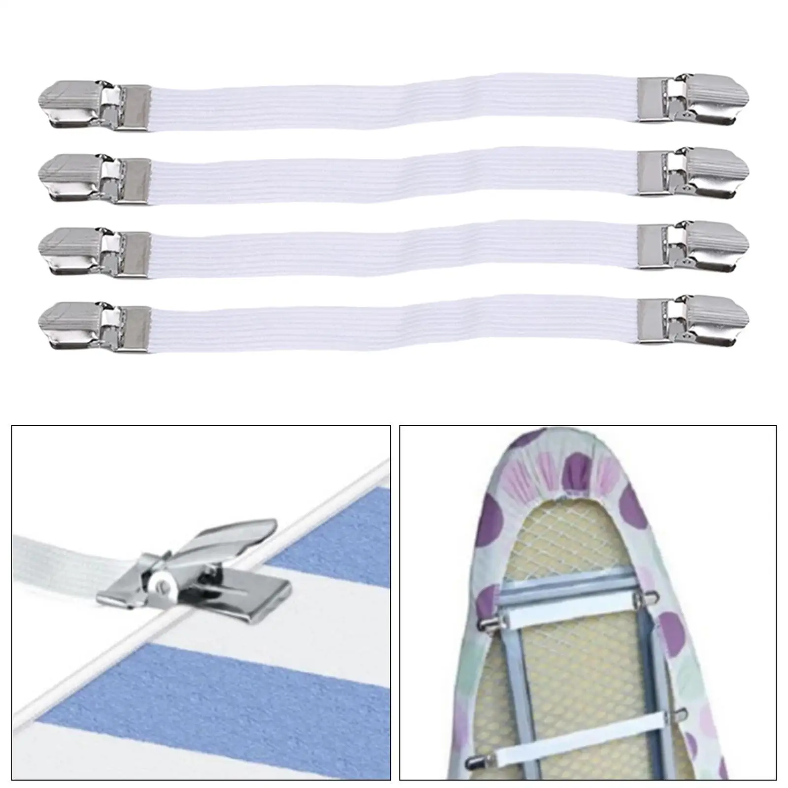 4x Elastic Ironing Board Cover Fasteners Bed Sheet Fasteners Suspenders Non Slip