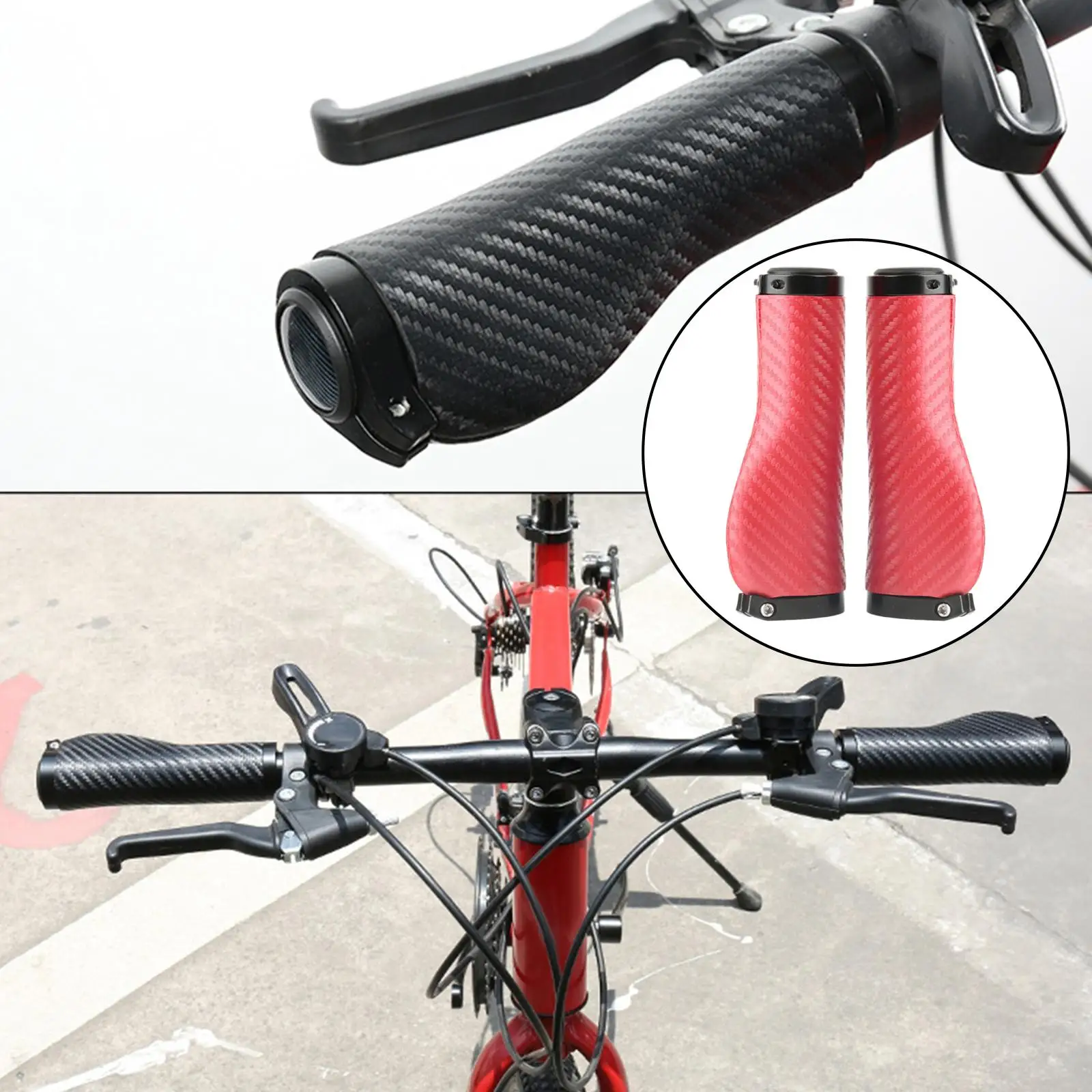 2x PU Mountain Bike Handlebar Grips Lockable Anti Skid Bar Grips