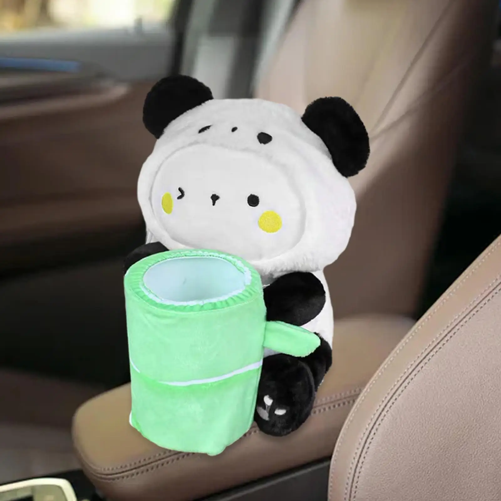 Plush Car Tissue Box Trash Bin Panda Shape Garbage Can Creative Tissue Case