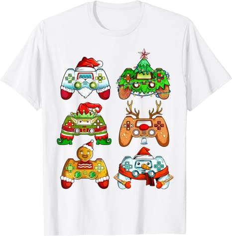 Weihnachten Santa Elf Gaming Controller Schneemann Jungen Kinder Gamer T-Shirt Geschenke spielen Videospiel Urlaub T-Shirt Weihnachten Urlaub y2k Tops – Detail 12