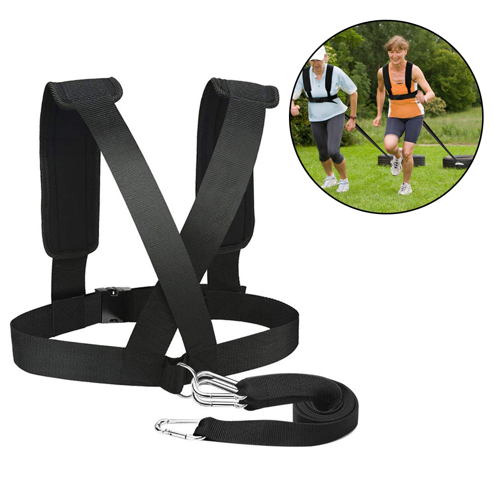 Sled Harness, Tire Pulling With Pull Resistance Training, Adjustable Padded Shoulder Strap Harness Trainer_voghion.com