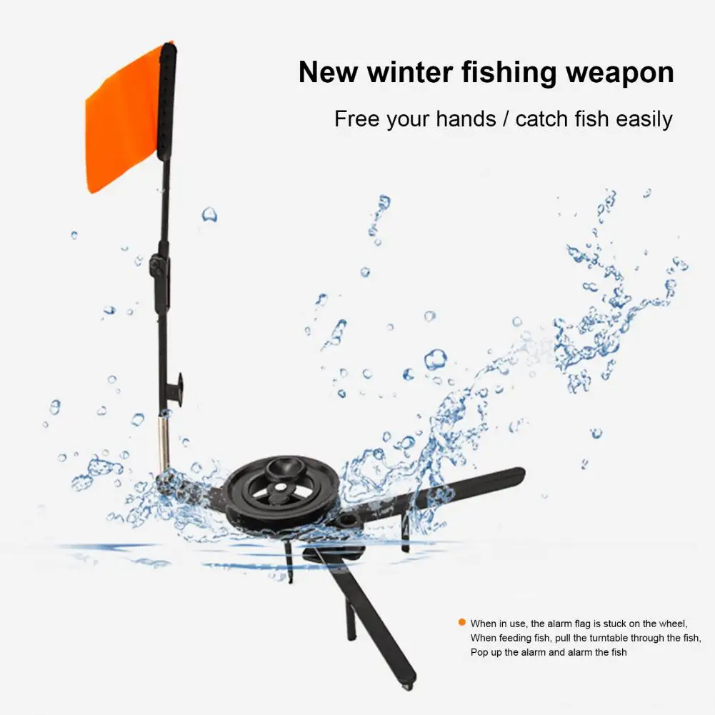 Winter ABS Ice Fishing Orange Flag Marker Rod Tip-Up Hand Free Accessories 