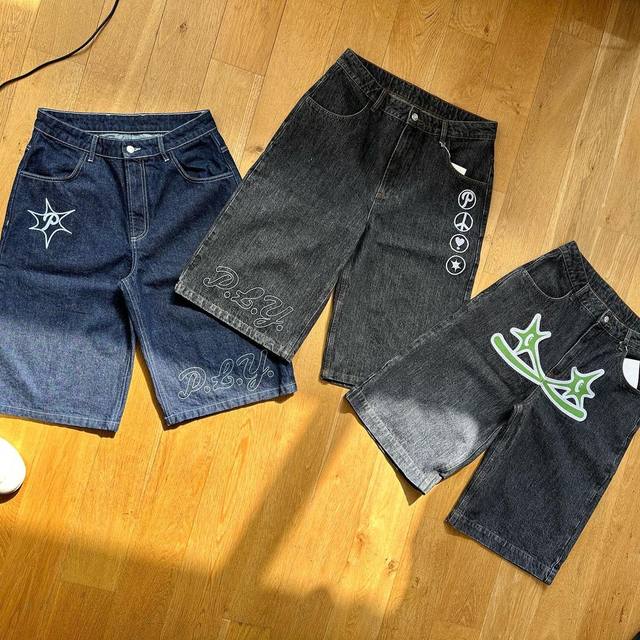 Summer denim shorts Y2k hip-hop denim internet red shorts 2023 Harajuku  punk rock retro loose beach pants Comfortable new shorts