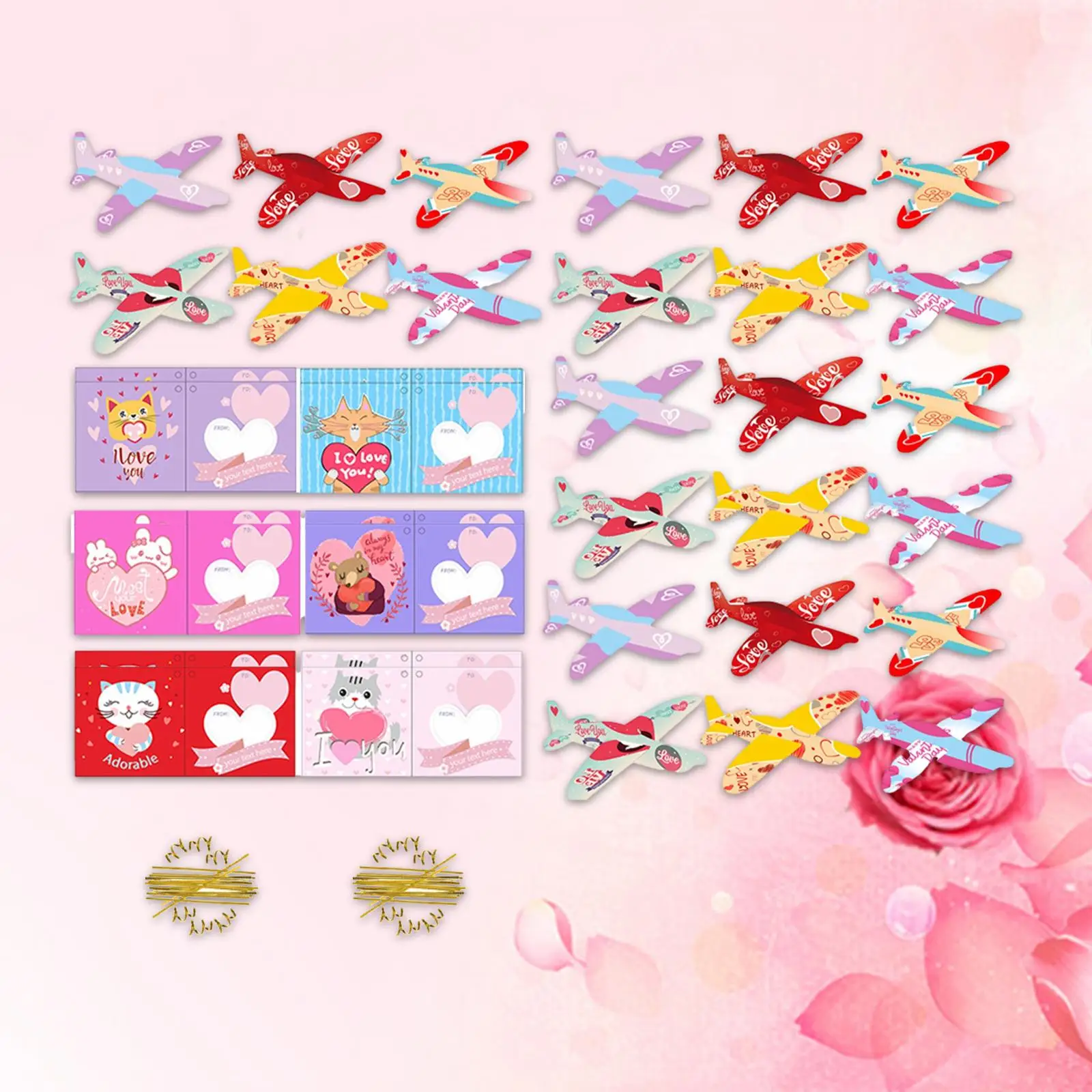 24x Valentines Day Cards for Kids Valentines Day Gifts Paper Exchange Prizes Gift Supplies Airplane Cards Greeting Cards Bulk