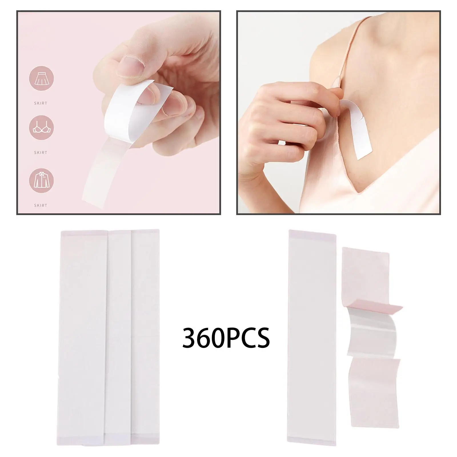 360 Pieces Transparent Clear for Skin Body Tape for Skin for Dresses All Fabric Types Bra Shoulder Straps Clothes