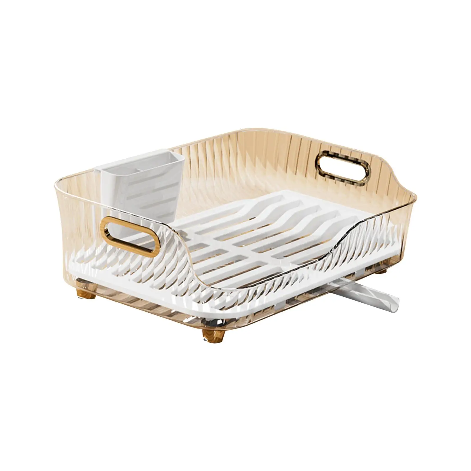 Kitchen Counter Dish Drying Rack Drip Tray with Swivel Spout Modern Design Accessory Size 42.5x26.5x13cm Easily Install Durable