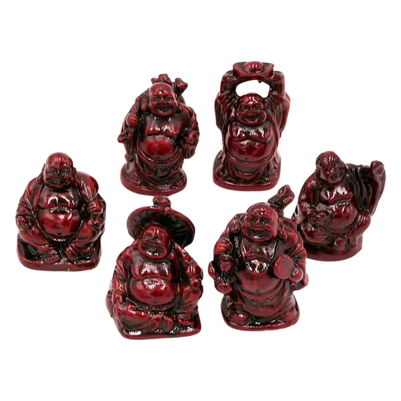 6 Pieces Small Mini Buddha Figurines Statues Sculpture for Office Shelf Desktop Religious Home Decoration
