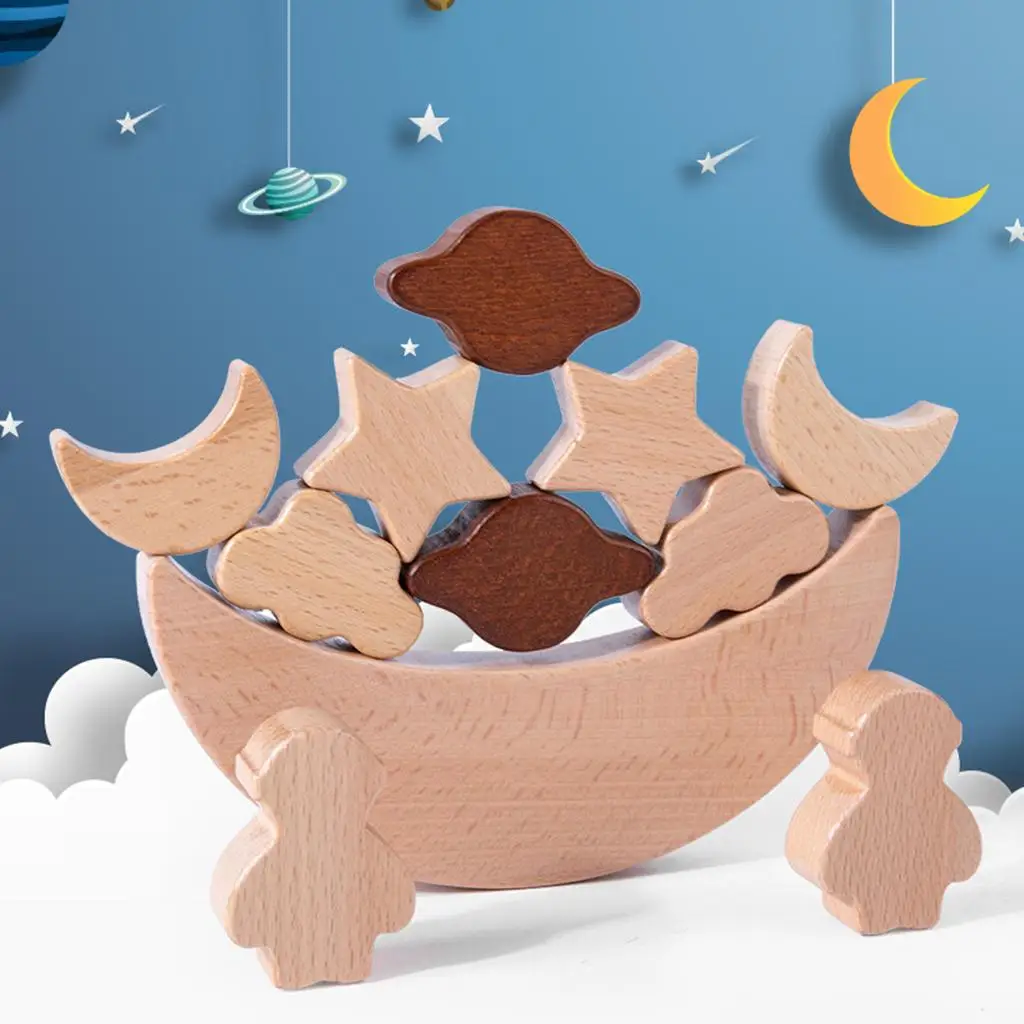 Moon Stacking Blocks Star Balance Puzzle Brain Development for Toddler