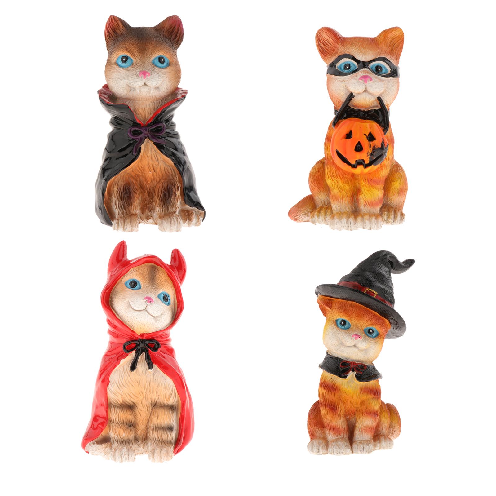 Cute Halloween Cat Statue Resin Craft for Car Dashboard Decor Souvenirs