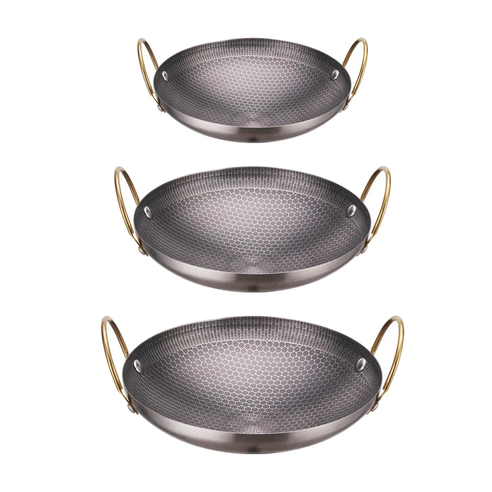 Honeycomb Textured Stainless Steel Wok Pot Kitchenware Stewpot Frying Pan Saute Pan Durable Saucepan for Outdoor Picnic Camping