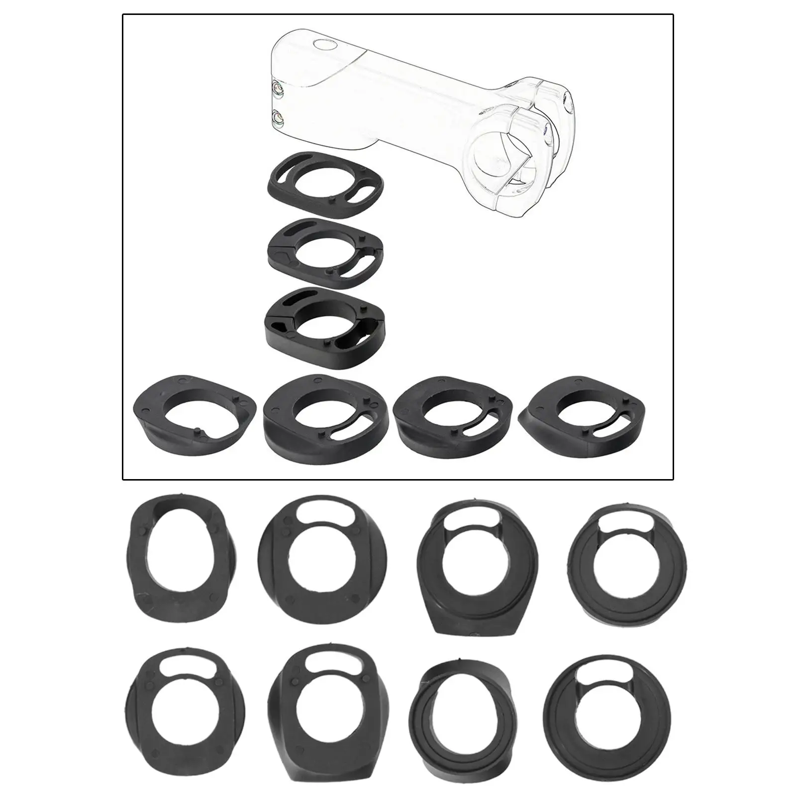 8x Bike Curved Handlebar Spacer Headset Tools Raise up Accessories Set Parts for