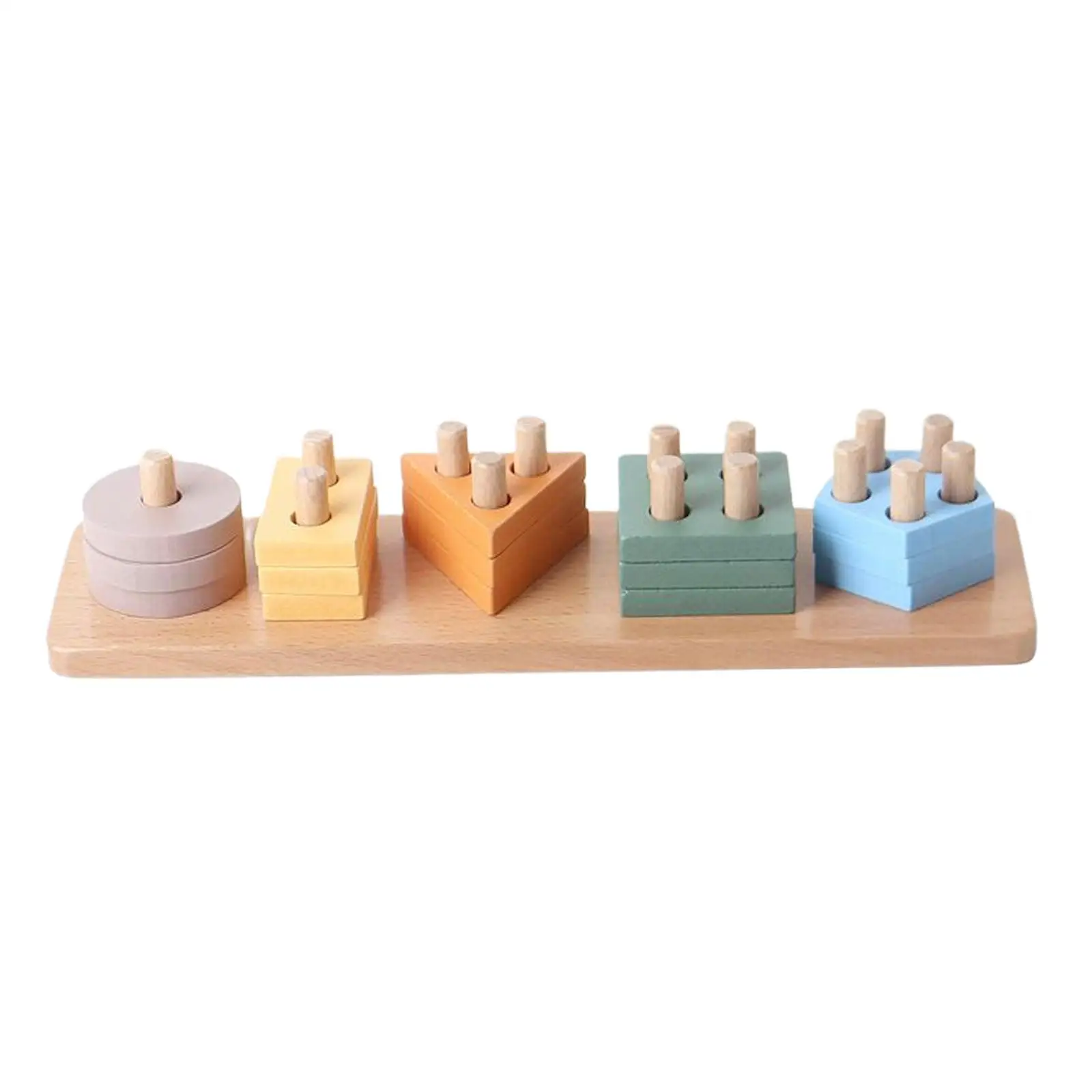 Wooden Sorting Stacking Toy Wood Shape Sorter and Color Stacker for Toddlers