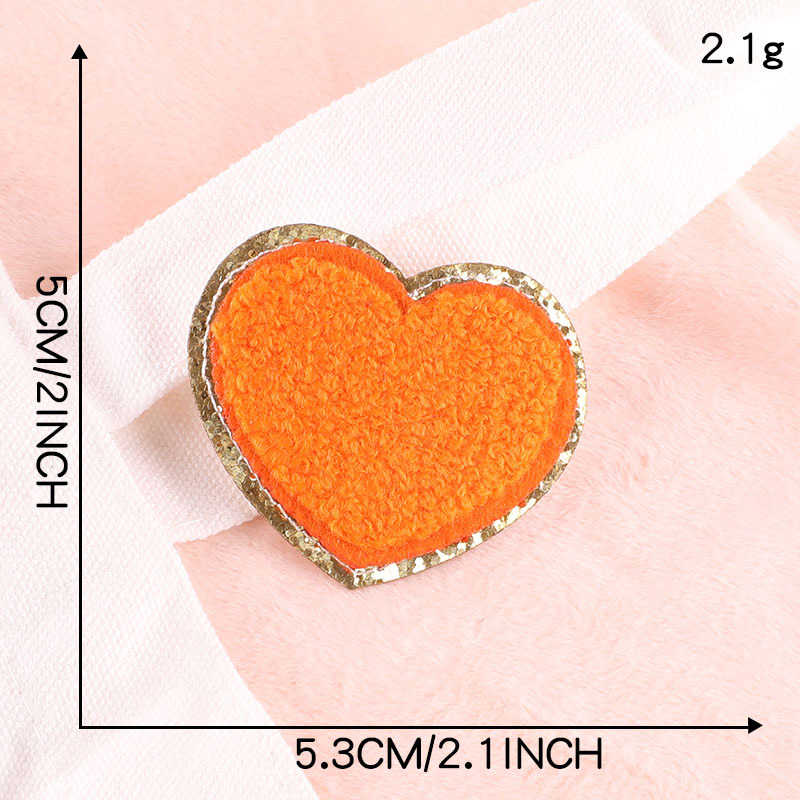Description Picture 6 of item5.5CM Orange Chenille Letter Patches Iron on For Clothing Towel Embroidered Felt Alphabet Glitter Sequins Letters DIY Accessory