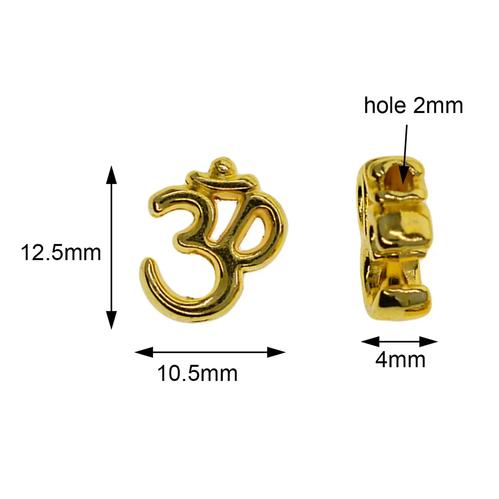 50Pcs Yoga OM Spacer Beads DIY Pendants Connectors Gold Decorative Charms for Clothing Accessories Hats Keychain Sweaters Chains