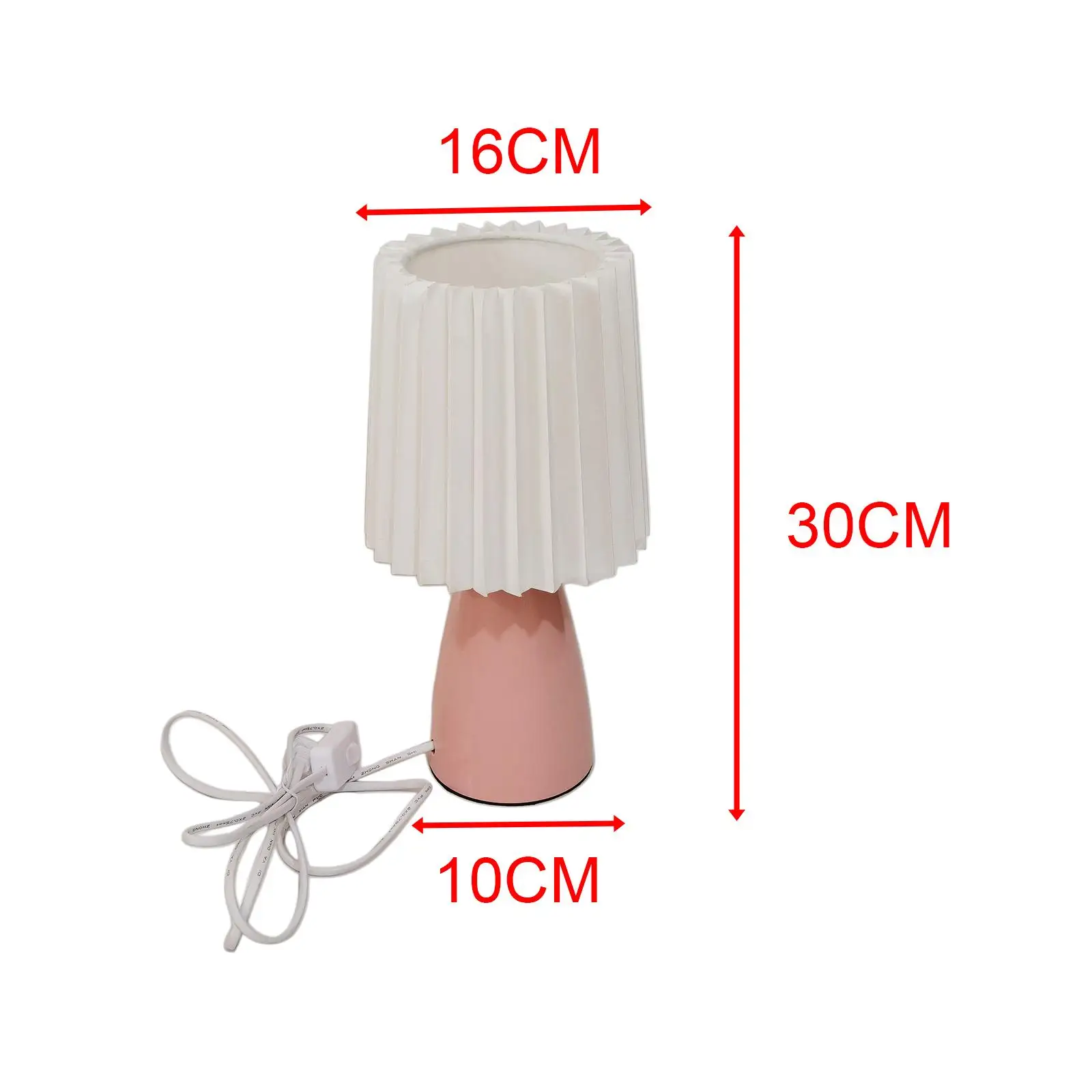 Pleated Table Lamp Modern Small Night Lamp with Switch Desk Lamp for Home Office Small Space Study Dorm Bulb Not Included
