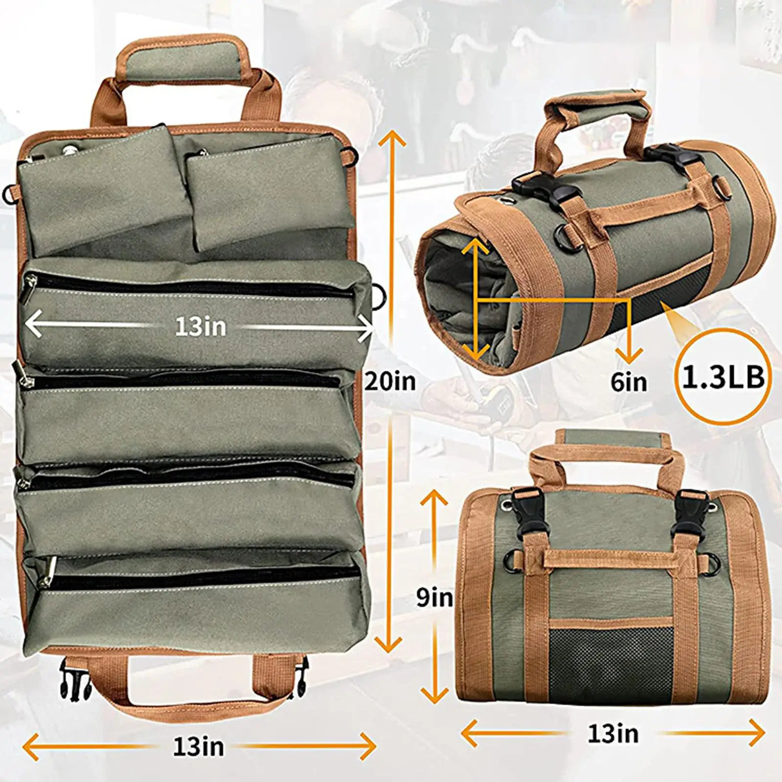 Tool Bag Roll up Small Tool Bag Case Maintenance Tool Bag Versatile Organizer Lightweight Storage for Camping Father Gifts