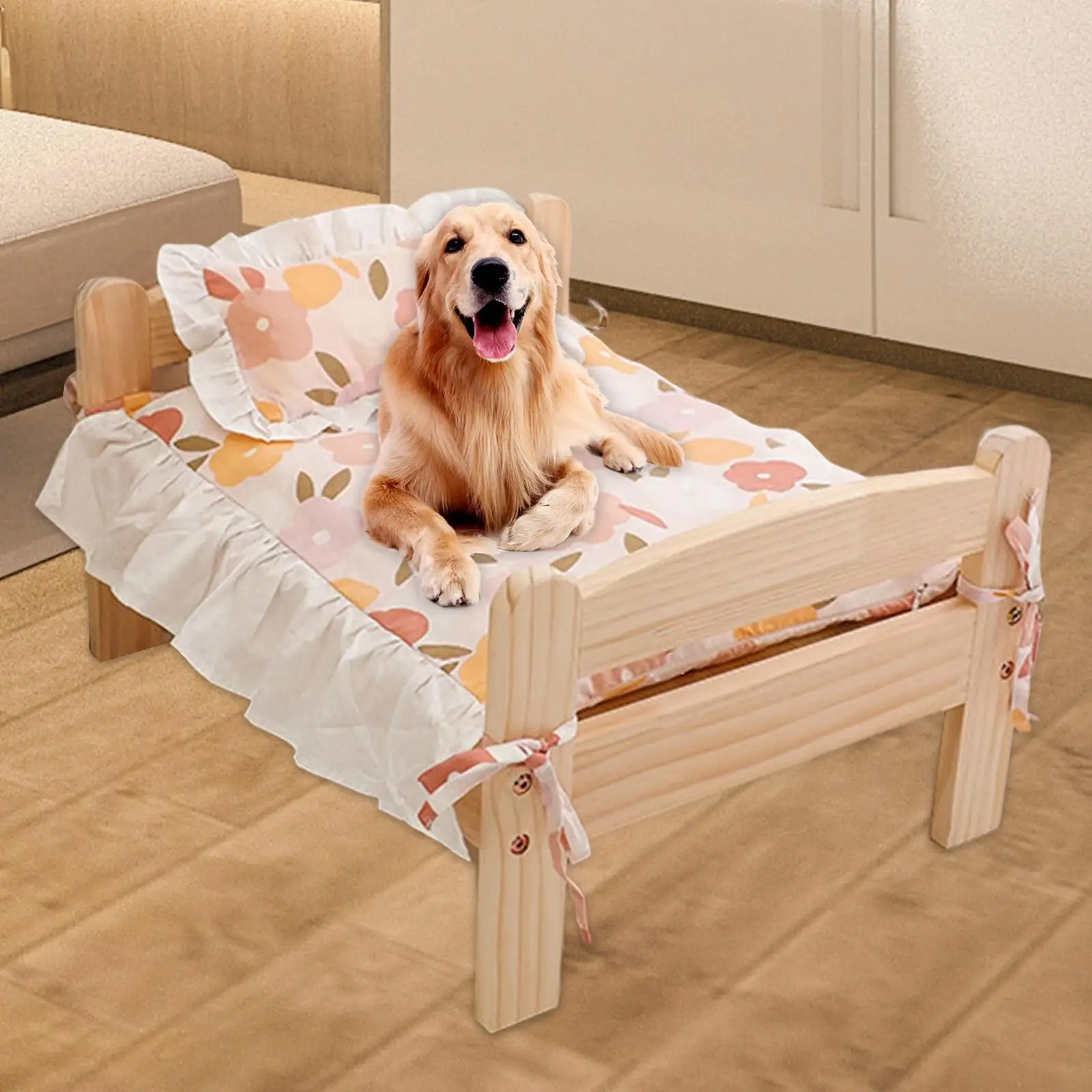 Pet Cat Sleeping Bed Dog House Wood Puppy Kennel Kitten House Elevated Pet Bed for Cats Puppy