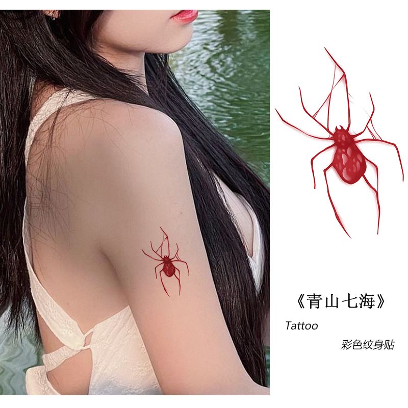 Rote Spinne Muster temporäre Tattoos für Frauen Arm sexy wasserdichte Tattoo Aufkleber niedliche Kunst dauerhafte Cartoon y2k gefälschte Tätowierung – Detail 7