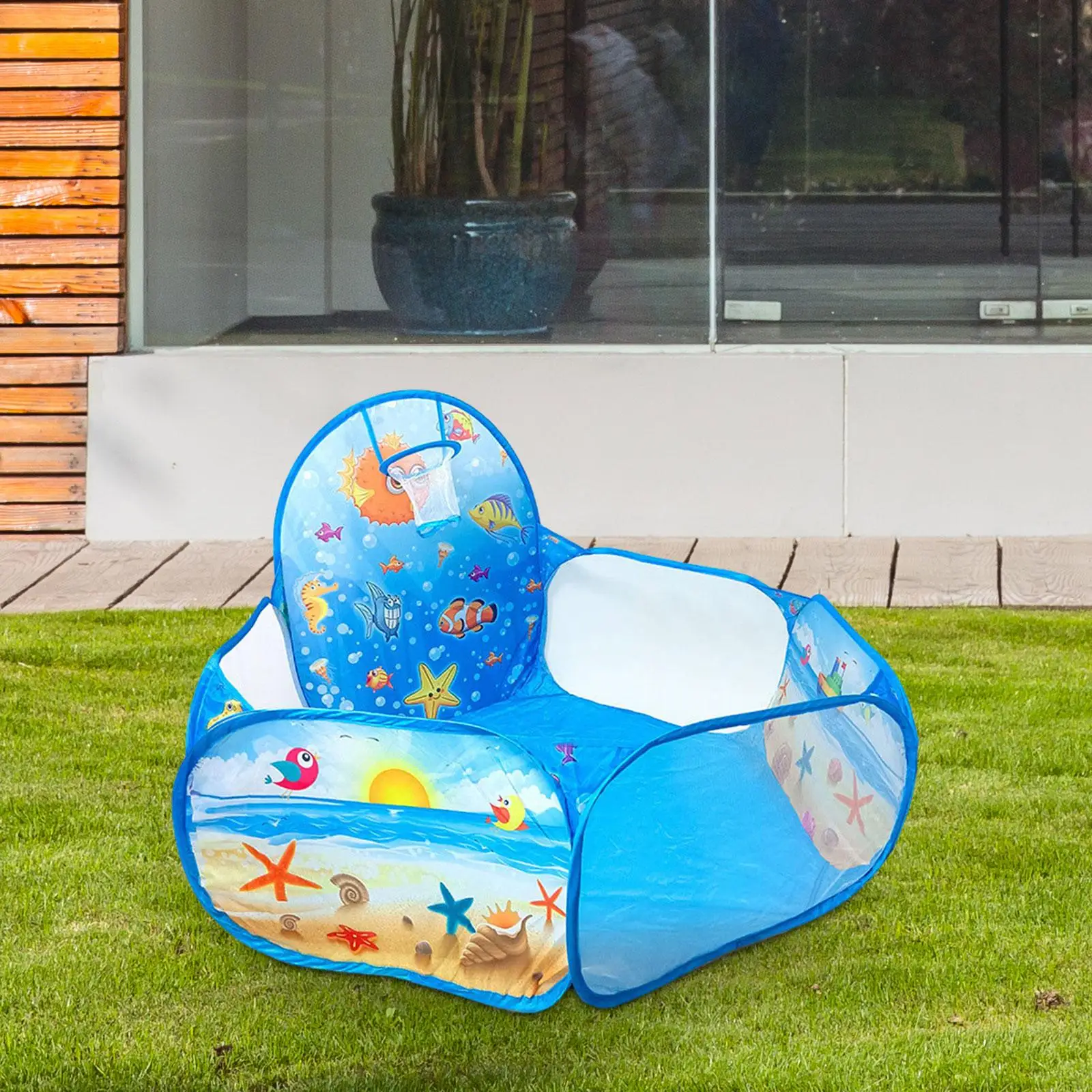 Kids Play Tent Portable Collapsible Tent with Basketball Hoop Baby Crawl Playpen Toys for Children Toddlers Outdoor Indoor Play