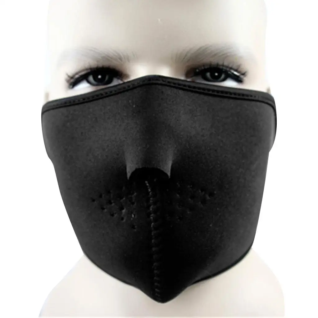 Black Neoprene Multi Use Ski Half Face Mask for Running Skiing Bike Cycling - Windproof & Dustproof