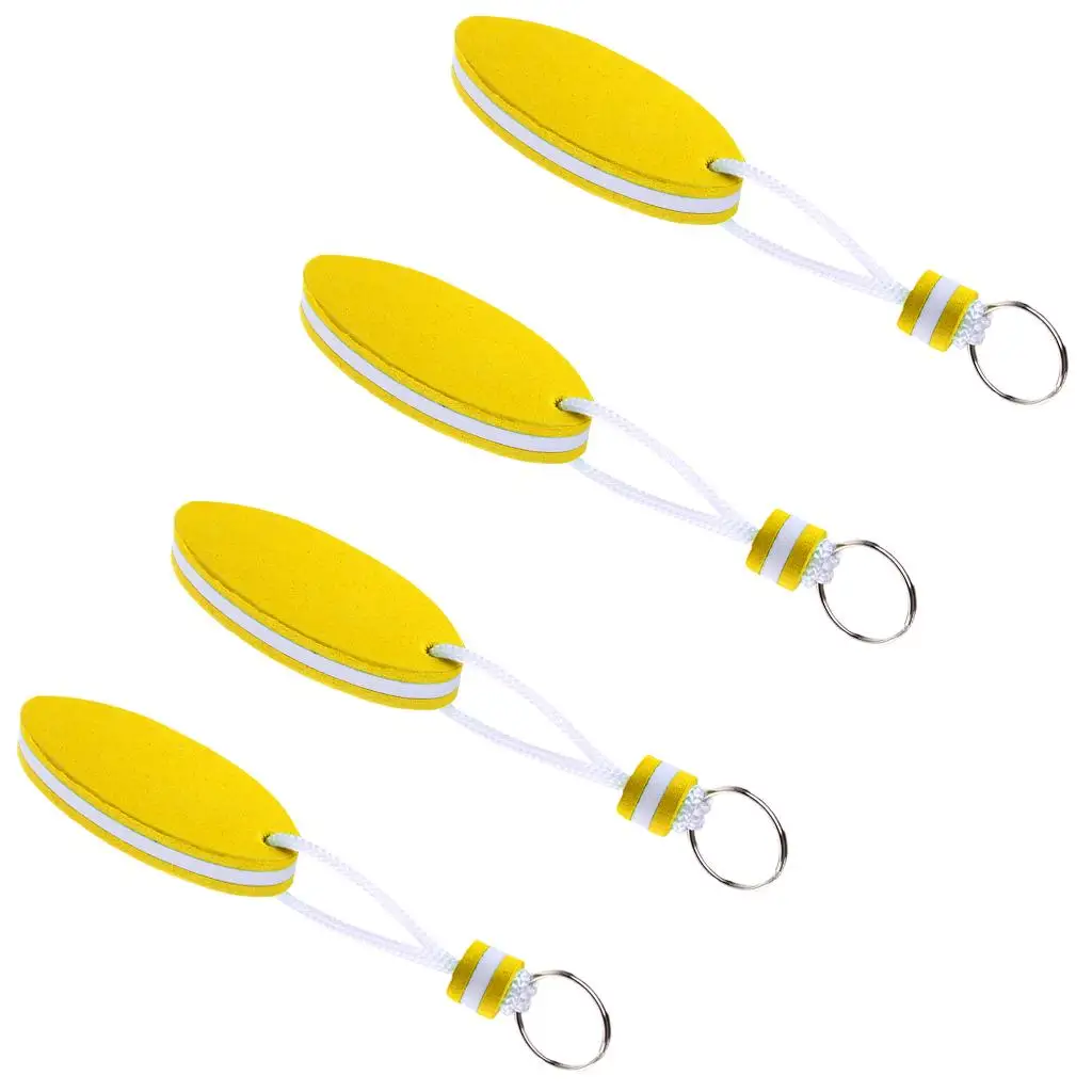 4Pcs Yellow Oval Shaped EVA Foam Floating  Canoe Boat Keychain Yellow