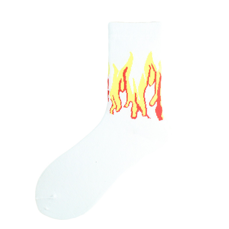 1 Paar Damenmode Hip Hop Hit Color On Fire Crew Socken Red Flame Blaze Power Torch Hot Warmth Street Skateboard Socken – Detail 10