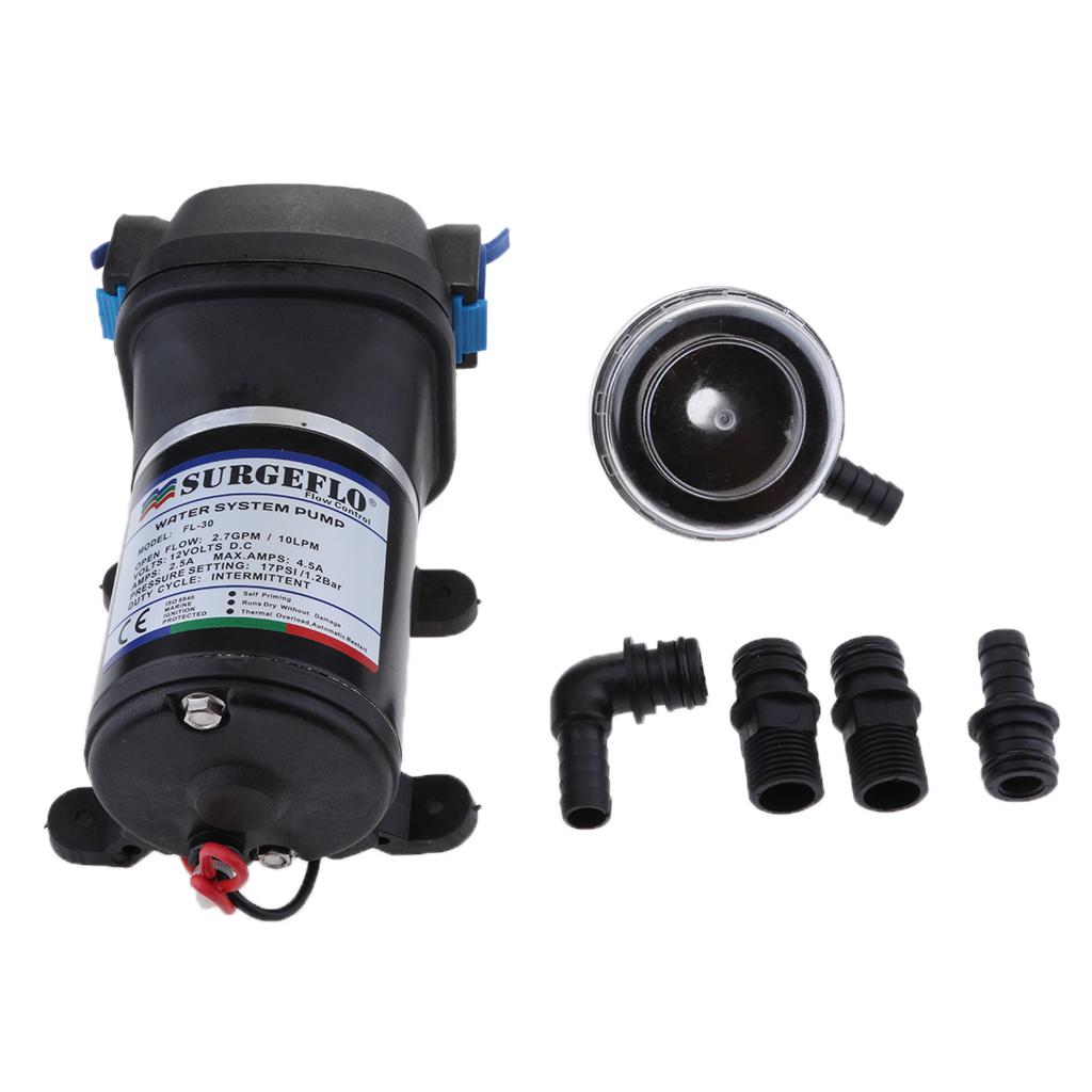 Marine Water Diaphragm Self Priming Pump 2.7 Gallons/min (10 Lpm) 17 PSI -  Switch