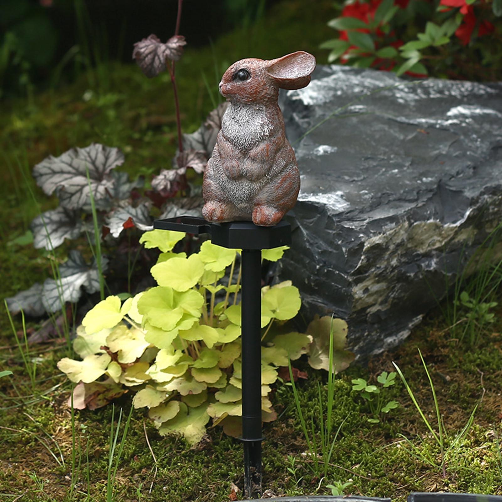 Solar Garden Lights Rabbit Lamp Landscape Light Resin Figure Lights Animal Ornament Lamp for Outdoor Lawn Walkway