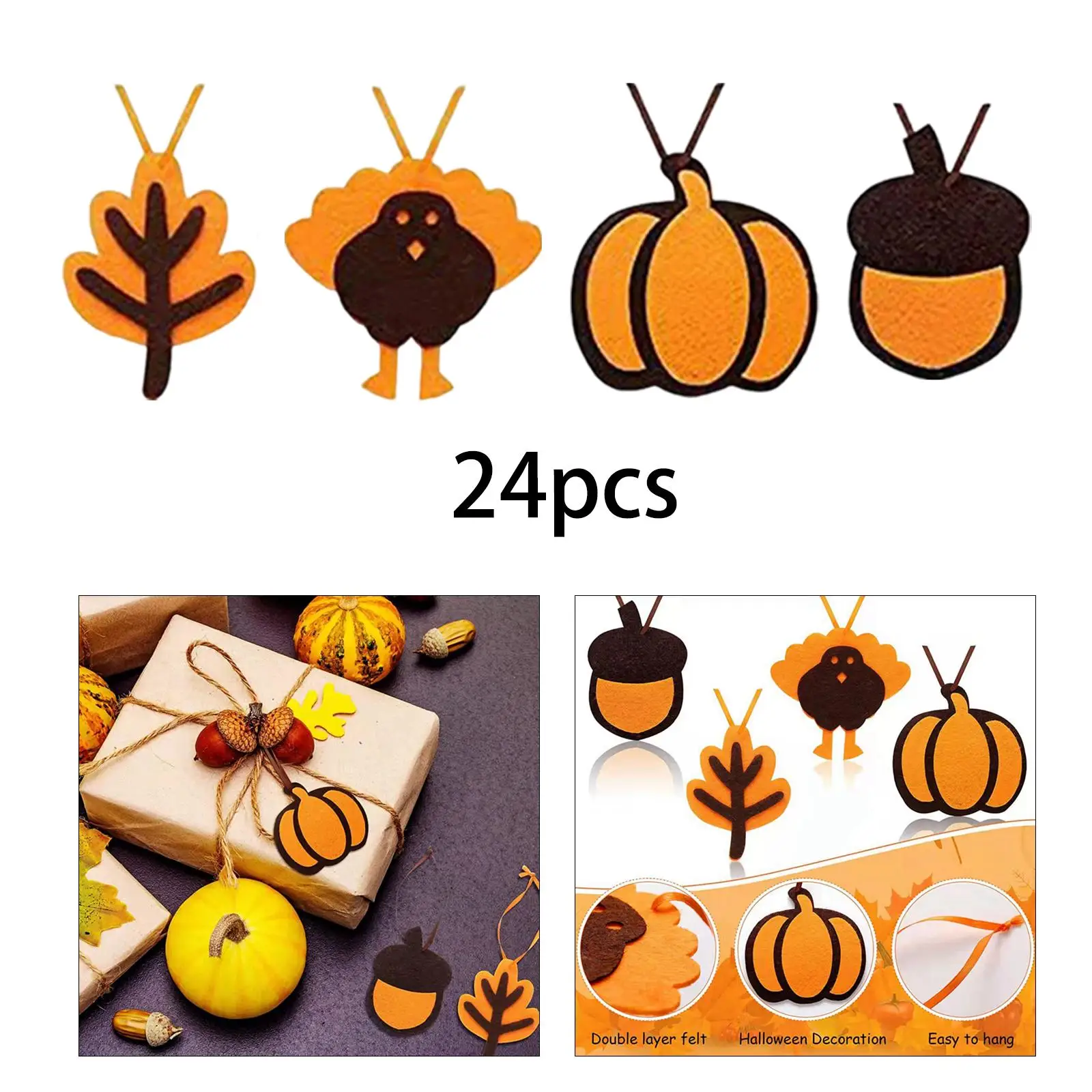 24Pcs Halloween Pendant Hanging Decor Funny Cartoon Pumpkin Turkey Pendants for Kitchen Thanksgiving Theme DIY Making Outdoor