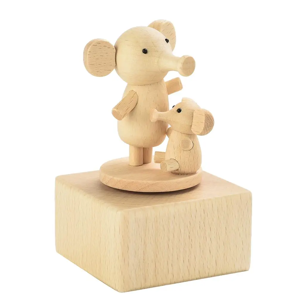 Novetly Wooden Music Box, Retro Animal Designed Wooden Gift Music Box for Boys Decoration