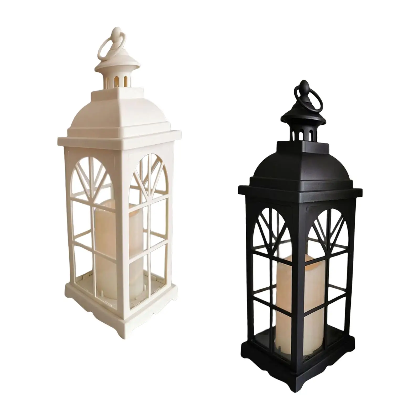 European Style Candle Lantern Candle Holder with Glass Candlestick Farmhouse Lantern for Home Outdoor Indoor Garden Yard Decor