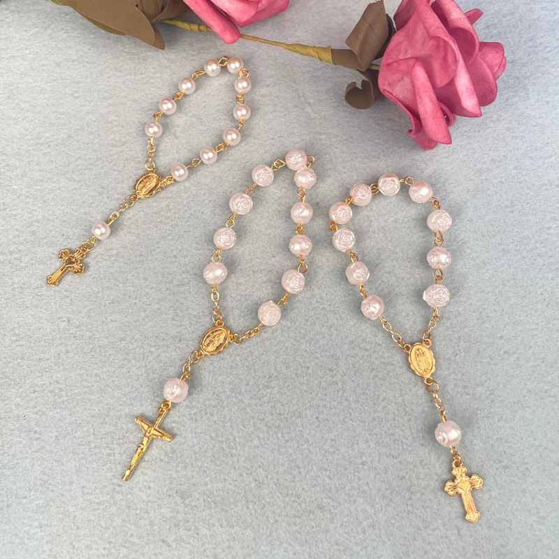 Katholische Acryl Finger Taufe Rosenkränze religiöse Gebets ball Perlen Kreuz Rosenkranz Perlen Taufe Gunst für Frauen Männer – Detail 3