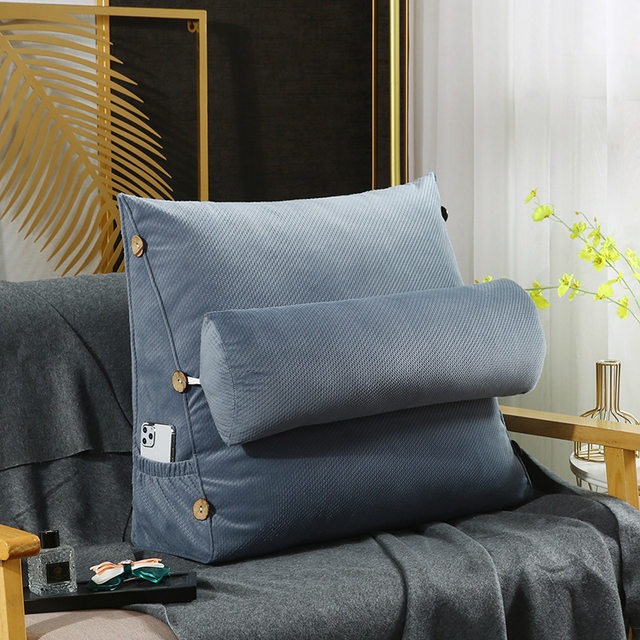 OTAUTAU Cotton Linen Triangle Wedge Pillow Bedside Sofa Backrest Cushion  Office Chair Seat Back Side Sleep