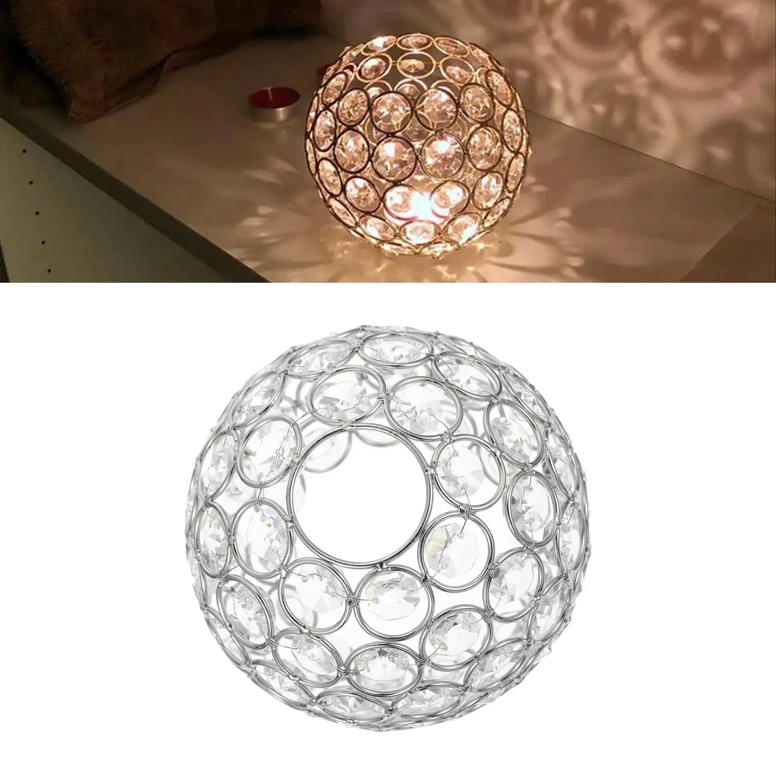 Clip On Ceiling Light Shade Replacement Cover Hand Crafted Crystal Lampshade for Bedside Lamp Reading Lamp Bedroom Office Party