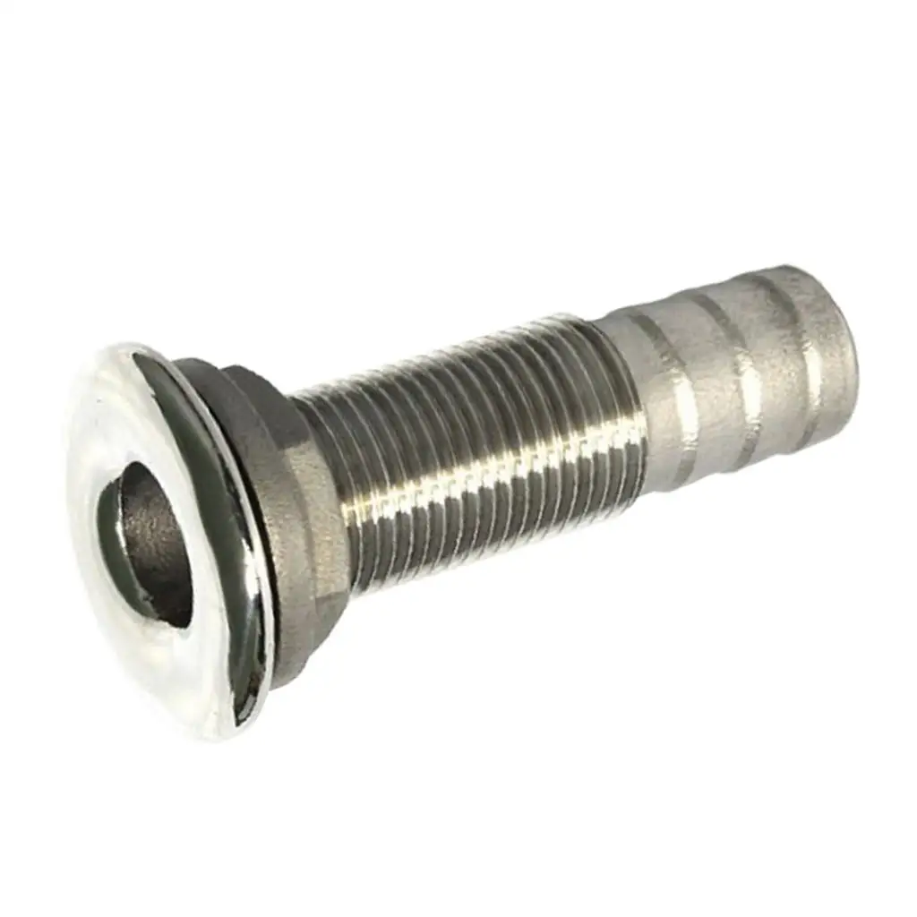 Stainless Steel Straight Thru-Hull Fitting, Length, /2Inch