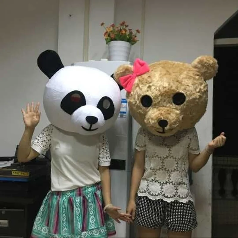 Details about   Panda & Teddy Bear Heads Mascot Costume For Lovers Accessory Cartoon Cosplay ADS 