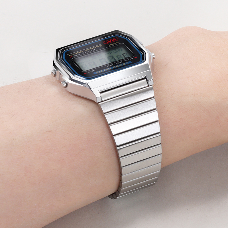 18 mm Edelstahlarmband für Casio F-91W/A158/A159/A168/A169/B650/AQ230/AE500W/AE1200/1300 Armband, ultradünnes Metallarmband – Detail 5