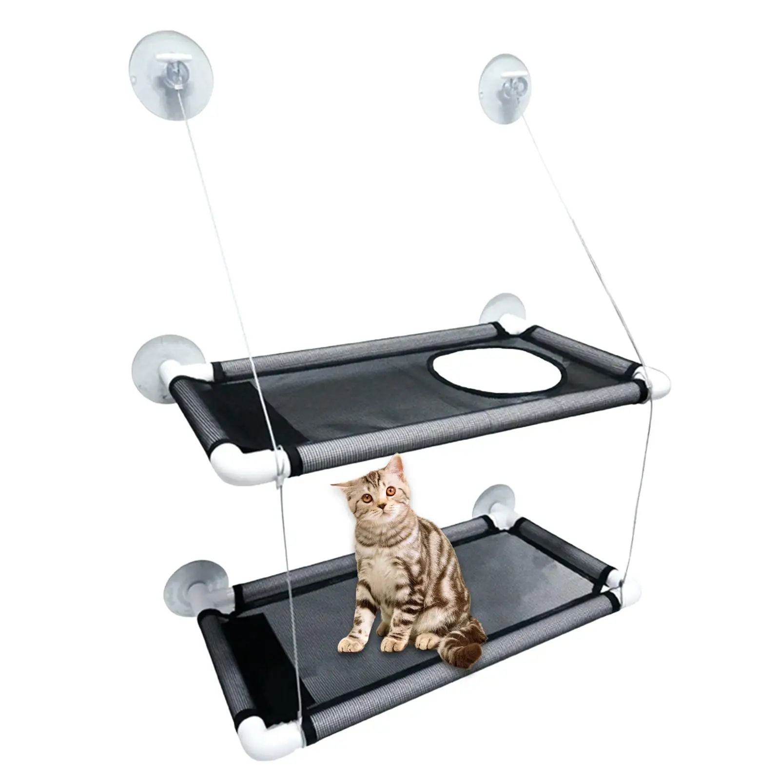 Double Layer Cat Window Perch Cat Hammock Cat Resting Shelf Window Mounted Perch Sunny Seat Pet Cat Bed for Basking Pet Supplies